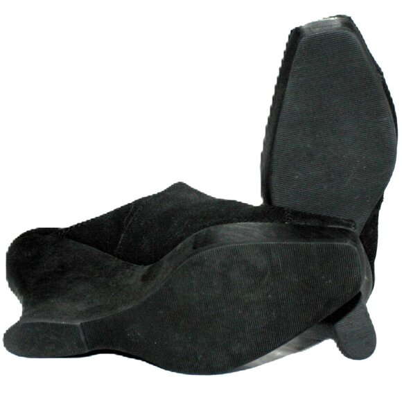 Vintage Black Linen Donna Karan NY Open Toe Wedge Heels – Size 5 – Houte Couture - Picture 6 of 6